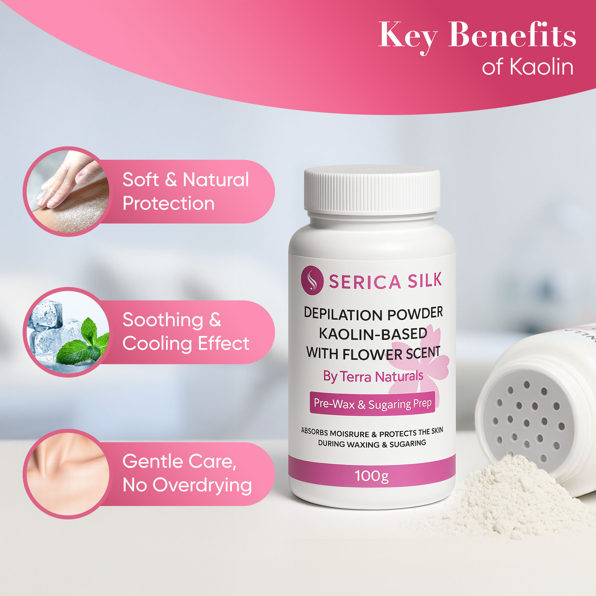 Serica SILK Professional Microtalc WITH FLOWER SKENT 100g - Image 2