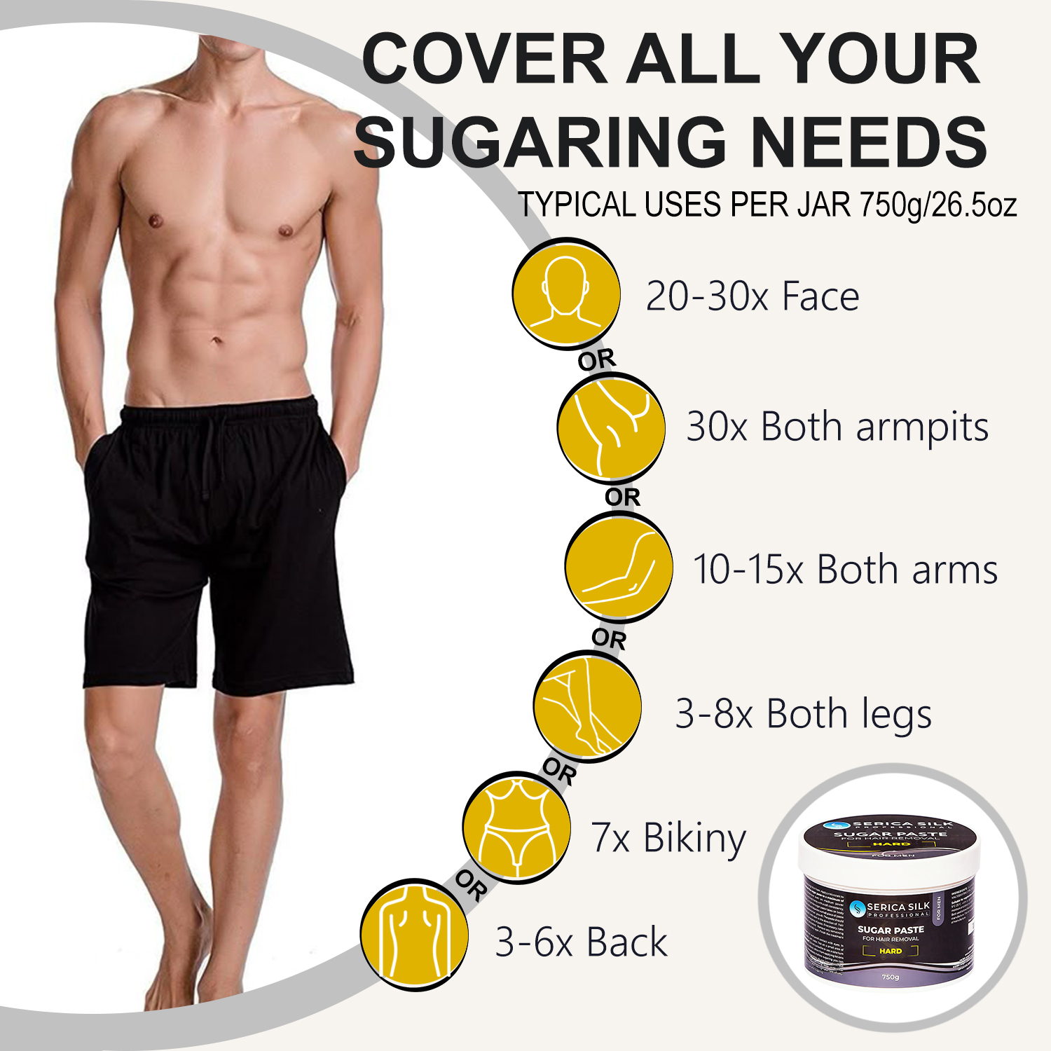 Professional Sugar Paste for Men for Depilation Hard 750g Serica Silk - Image 3