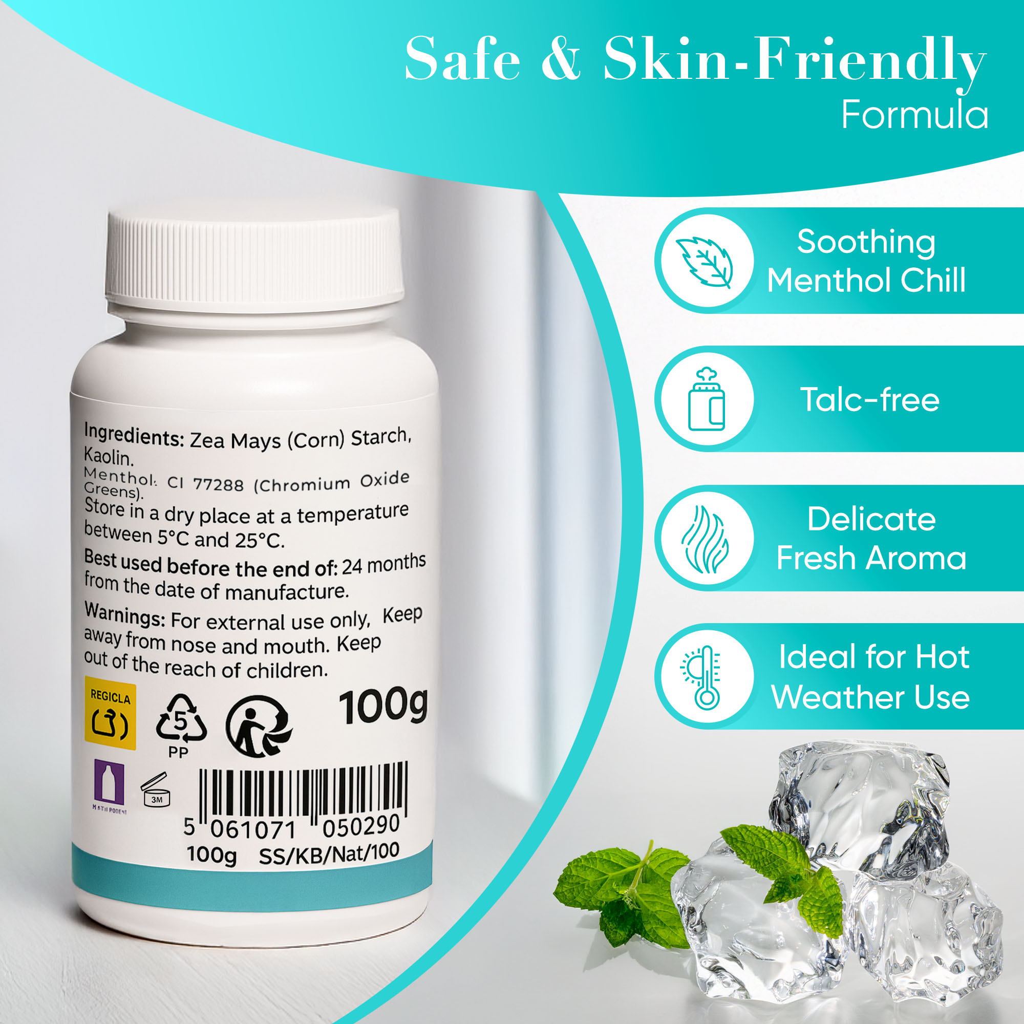 Serica SILK Professional Microtalc WITH MENTHOL 100g - Image 5